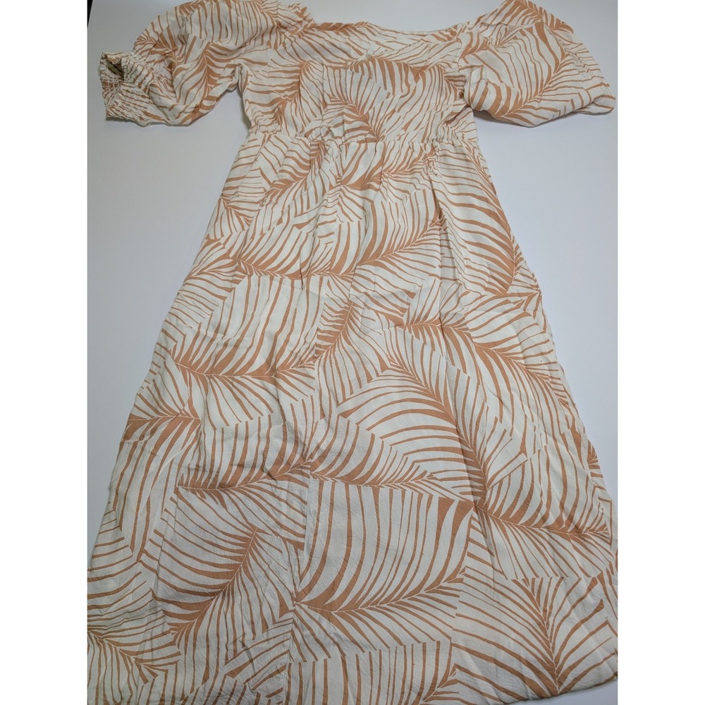 Roxy Womens Tropical Palm‎ Leaf Print Maxi Dress Tie Front Off Shoulder Orange L
